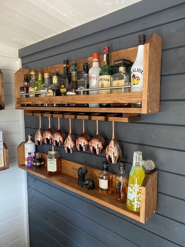 Handcrafted Pine Wall Mounted Garden Bar Rack