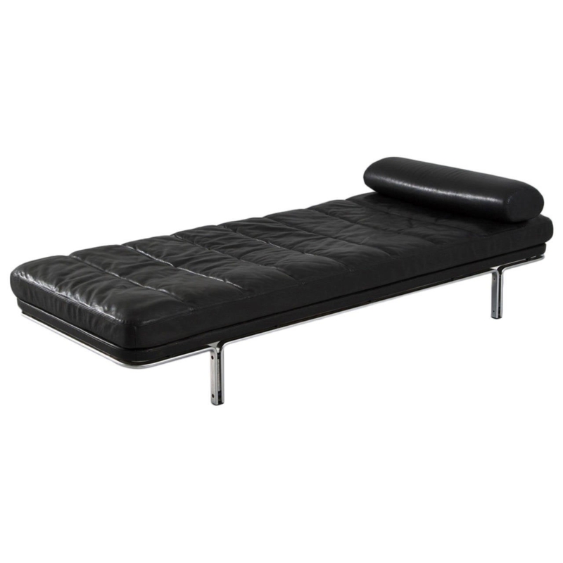 Horst Bruning Black Leather Chrome Daybed