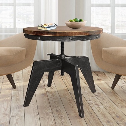 Industrial Adjustable Height Round Coffee Table