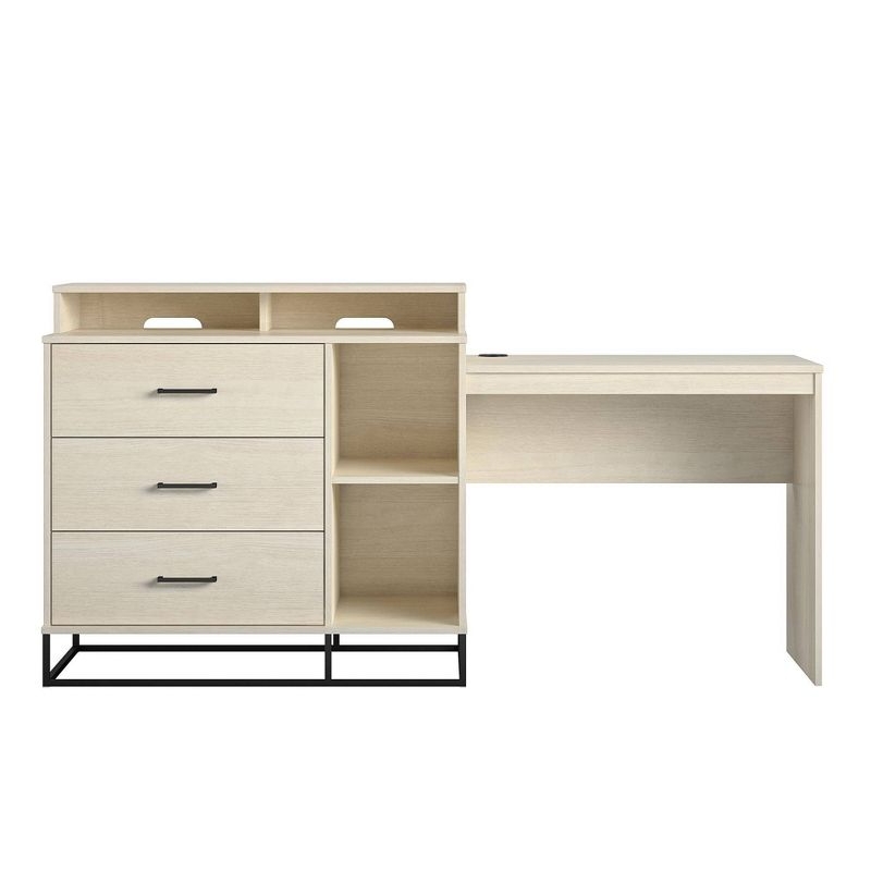 Kelly Ivory Oak 3-in-1 Media Dresser Desk Combo