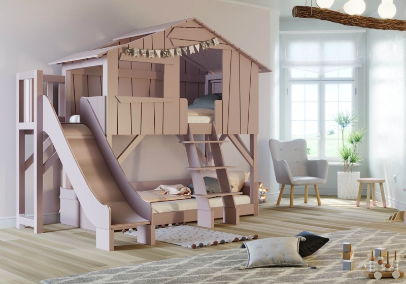 Mathy By Bols Treehouse Bunk Bed with Slide for Kids