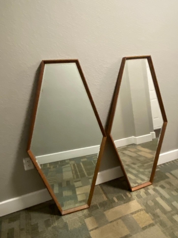 Mid Century Modern Diamond Hexagon Wall Mirrors