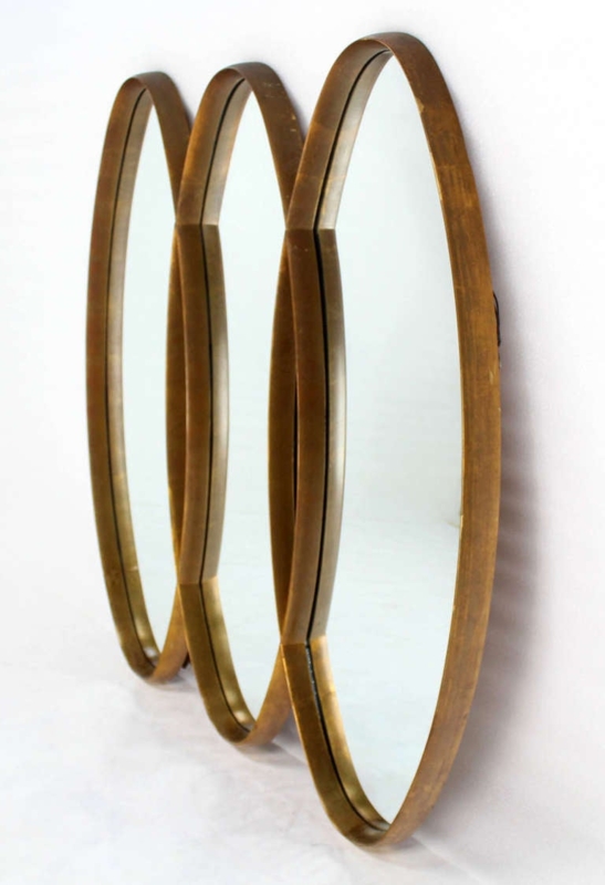 Mid-Century Modern Triple Overlapping Oval Wall Mirror