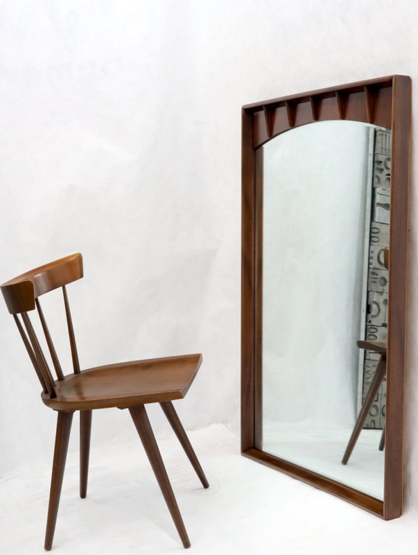 Mid-Century Modern Walnut Wall Mirror with Chair