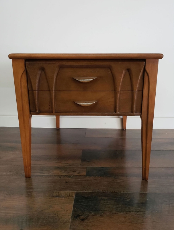 Mid-Century Modern Wooden Side Table with Drawers