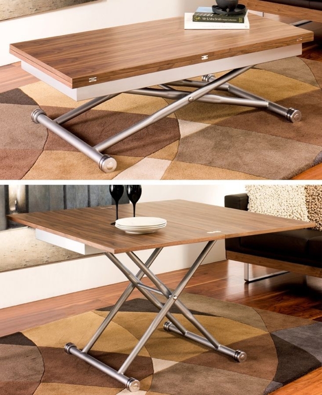 Modern Adjustable Height Coffee Table with Metal Legs