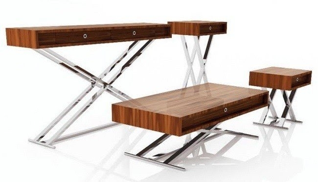Modern Adjustable Height Coffee to Dining Table Set