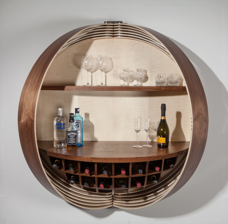 Modern Circular Wall-Mounted Wine and Bar Cabinet