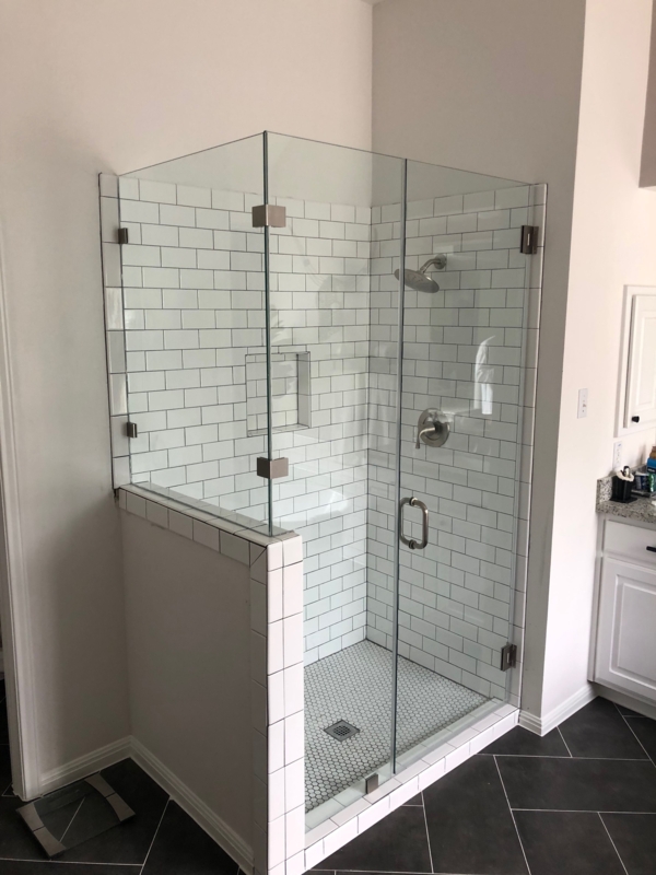 Modern Custom Glass Shower Doors with White Tile