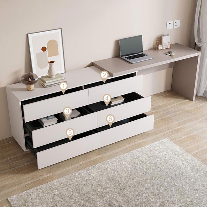 Modern Expandable Home Office Dresser Desk Combo