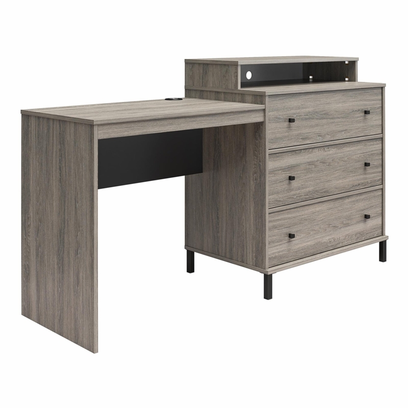 Modern Kalissa Desk and Dresser Combo with Wireless Charger