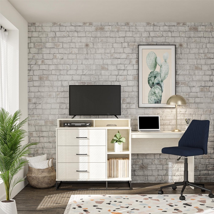 Modern Multi-Function Media Dresser and Desk Combo