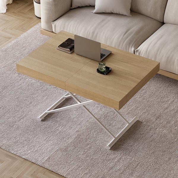 Modern Natural Wood Extendable Coffee Table
