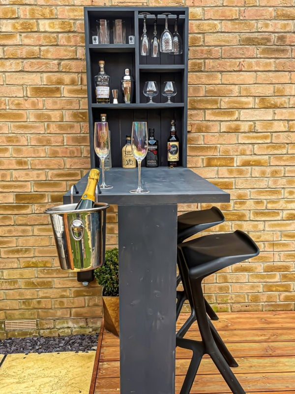 Modern Wall-Mounted Garden Bar with Stools