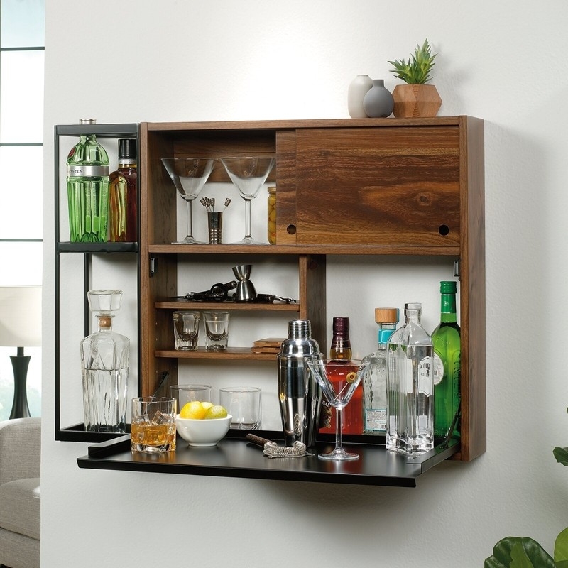 Modern Wall-Mounted Wooden Bar Cabinet Ideas