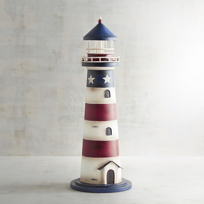 Patriotic Red White Blue Lighthouse Decor