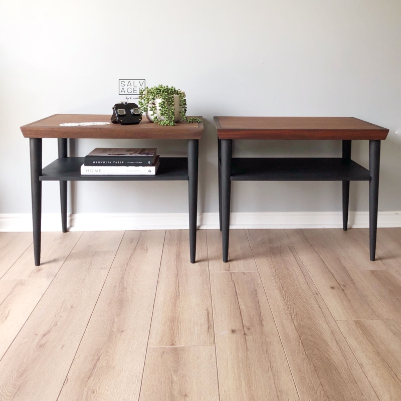 Restyled Mid-Century Modern End Tables with Black Legs