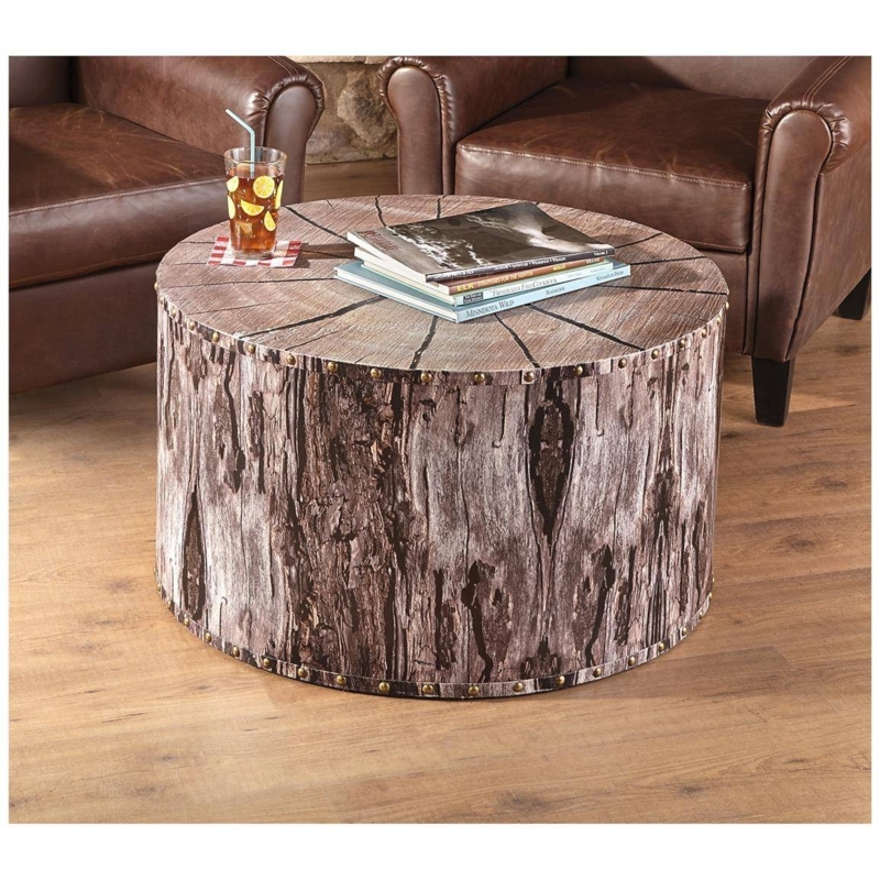 Rustic Tree Trunk Coffee Table Idea for Living Room