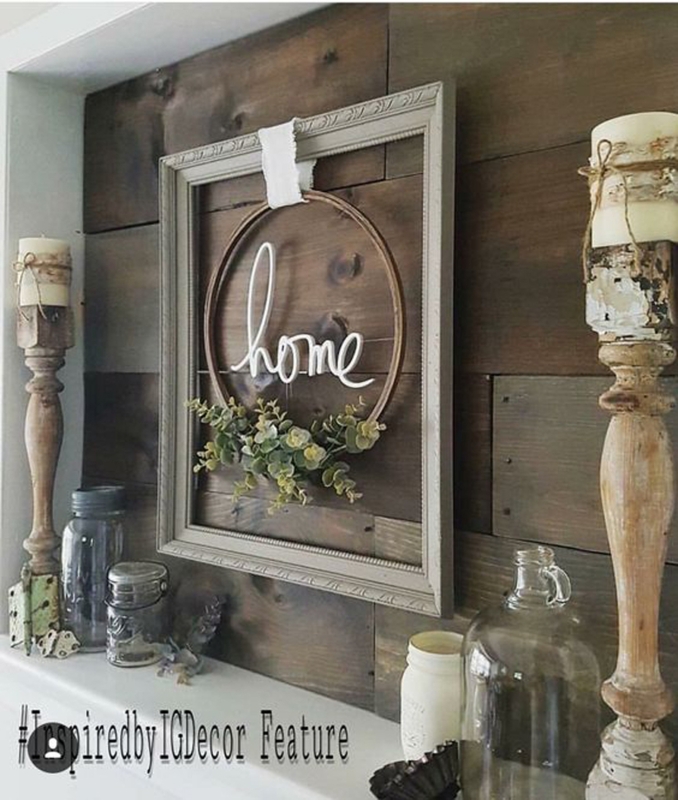 Rustic Wall Art with Framed Hoop and Greenery