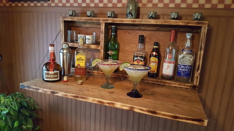 Rustic Wall-Mounted Bar Cabinet for Home