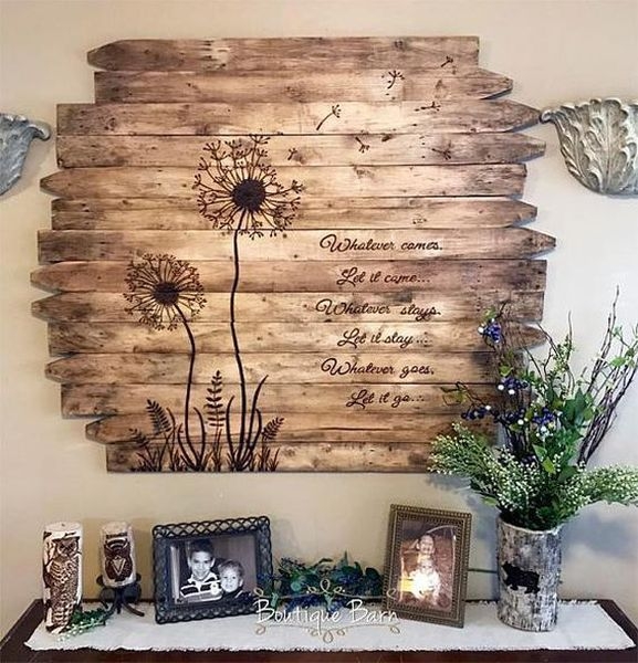 Rustic Wooden Dandelion Wall Art With Inspirational Quote