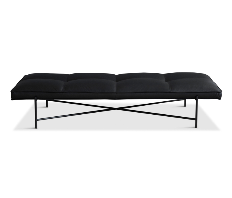 Sleek Modern Black Leather Daybed with Metal Frame