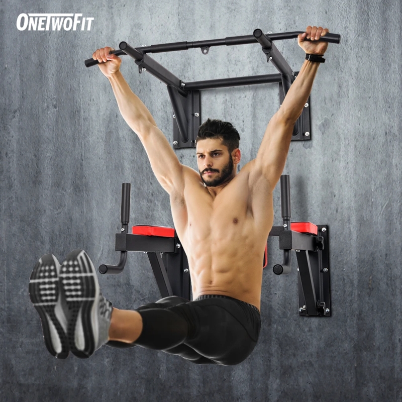 Wall-Mounted Pull Up and Dip Station Fitness Bar