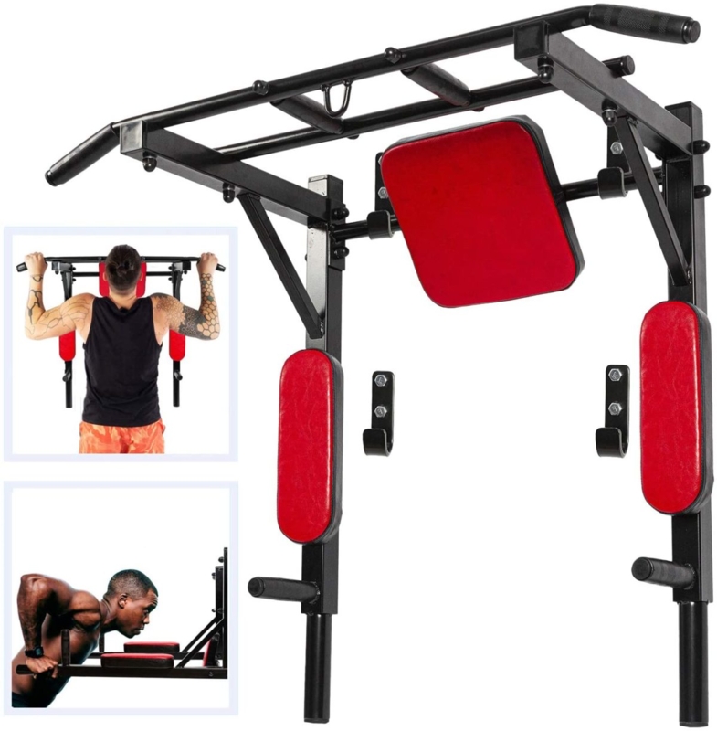 Wall Mounted Pull Up Bar and Dip Station for Home Gym