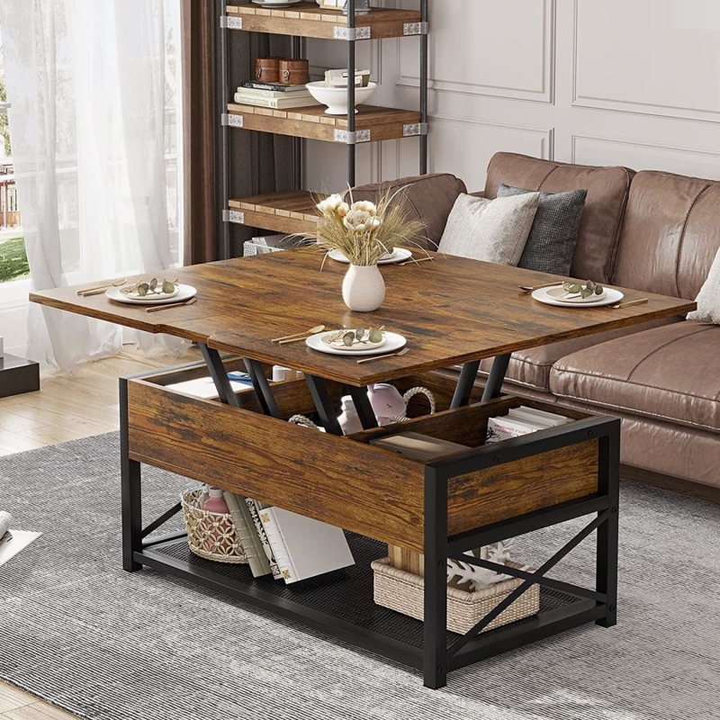 Convertible Coffee Table to Dining Table with Storage