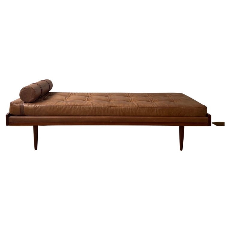 Danish Mid-Century Teak Leather Day Bed
