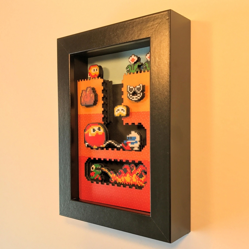 Dig Dug Classic Retrogaming Shadowbox Wall Art