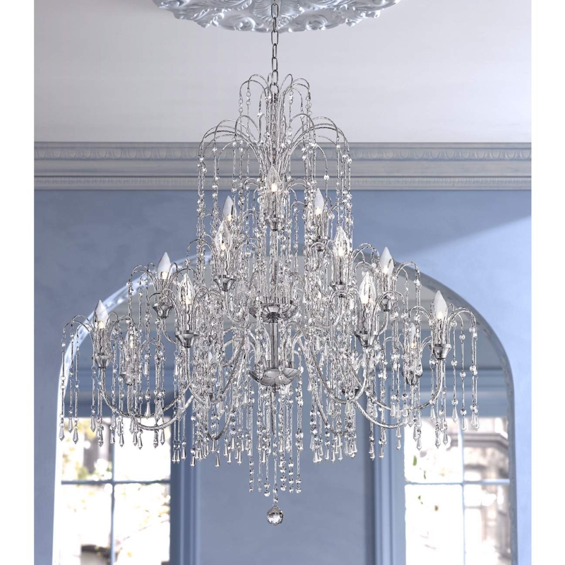 Elegant 18-Light Crystal Rain Chandelier