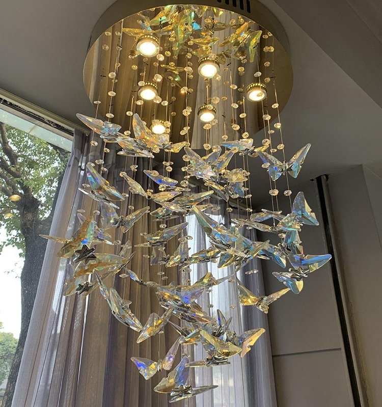 Elegant Crystal Butterfly Chandelier Light Fixture