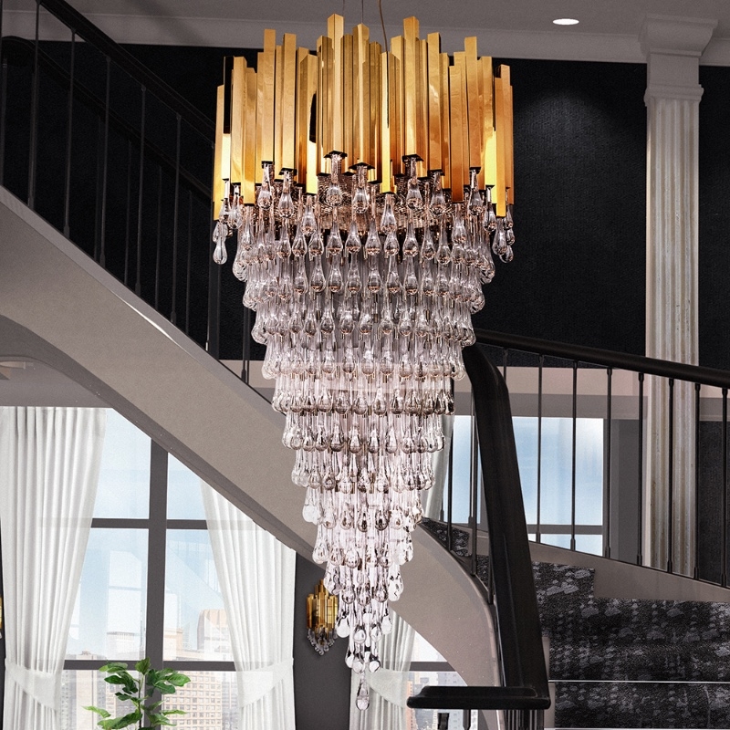 Elegant Crystal Chandelier for Sophisticated Staircases