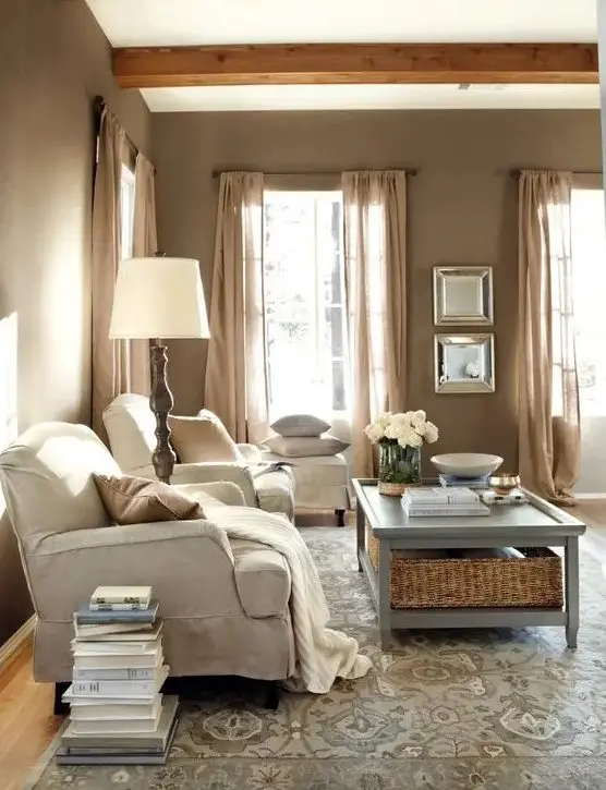 Elegant Taupe Living Room with Cozy Neutral Decor