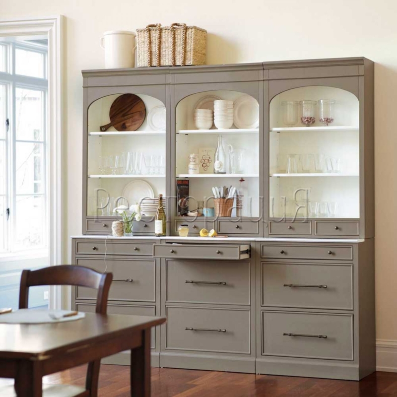 Elegant Traditional Gray China Cabinet for Dining Room