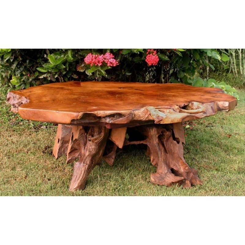 Groovystuff Teak Wood Stump Coffee Table Outdoor