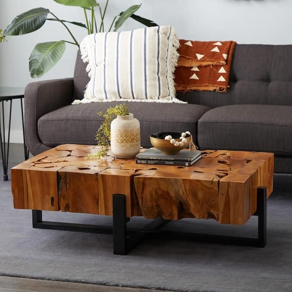 Handmade Teak Wood Live Edge Coffee Table