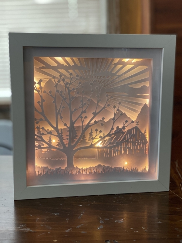 Illuminated 3D Farm Shadow Box Wall Art Decor