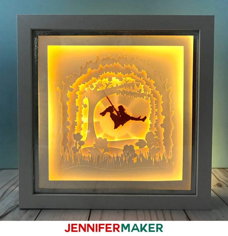 Illuminated Shadow Box Paper Art with Swing Design