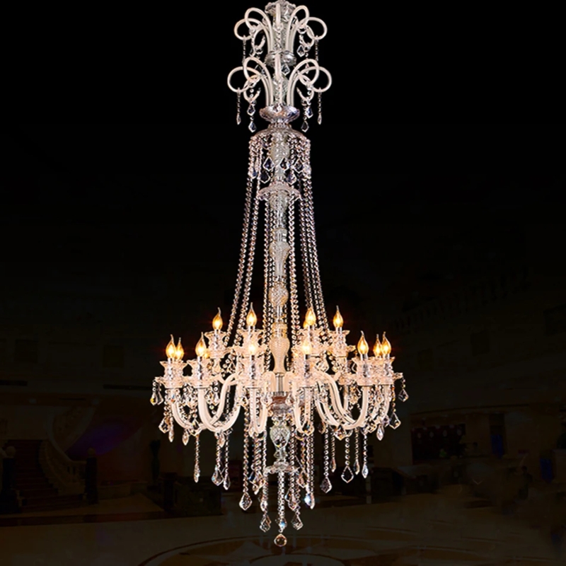 Large Modern Crystal Chandelier for High Ceilings