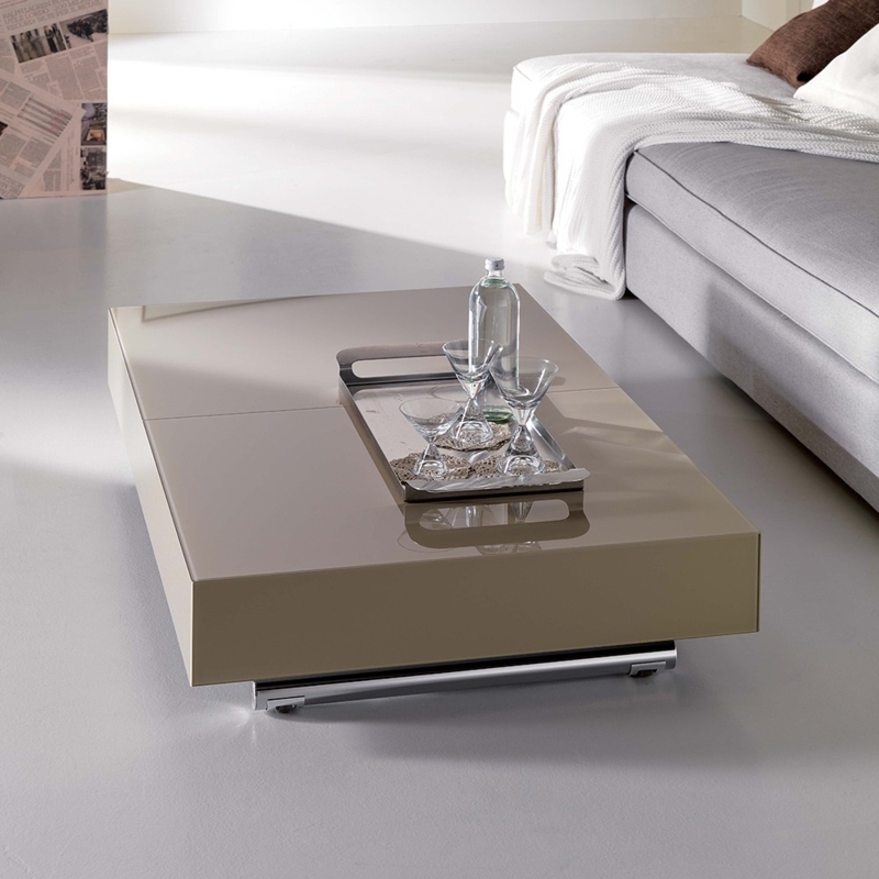 Modern Adjustable Height Coffee Table with Storage