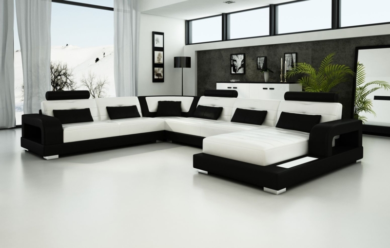 Modern Black and White Sectional Sofa Design