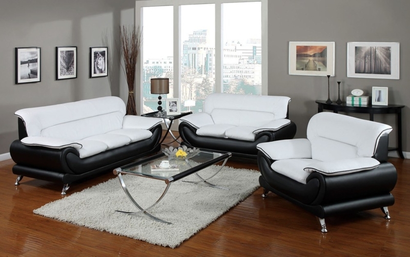 Modern Black and White Sofa Set Living Room