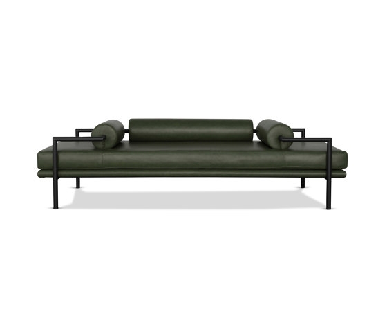 Modern Green Leather Dorcia Daybed with Metal Frame