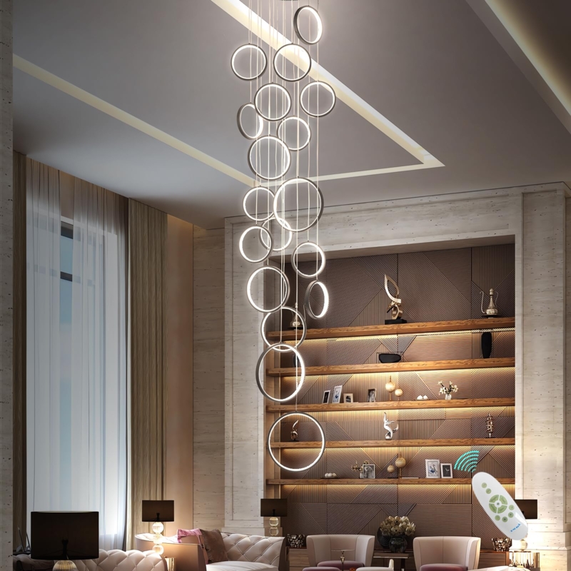 Modern Large Circular Chandelier for High Ceilings