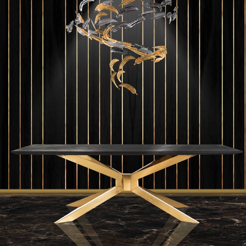 Modern Luxury Dining Table with Gold Accents