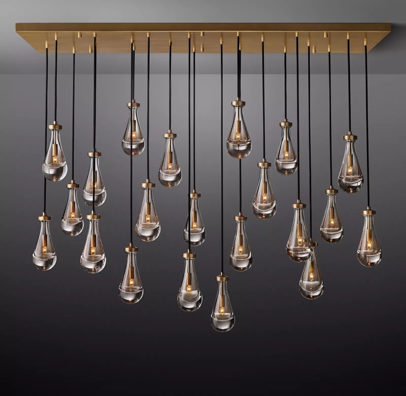 Modern Rain Drop Linear Chandelier Lighting Design