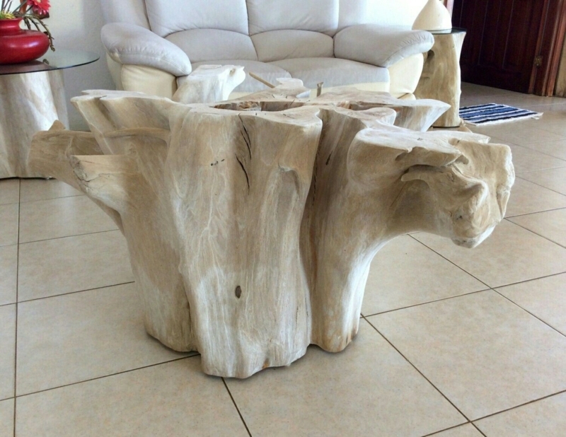 Natural Tree Stump Coffee Table Rustic Design