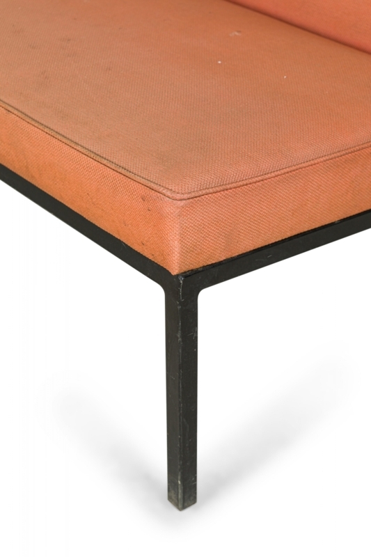 Pair of Florence Knoll Orange Upholstered Settees